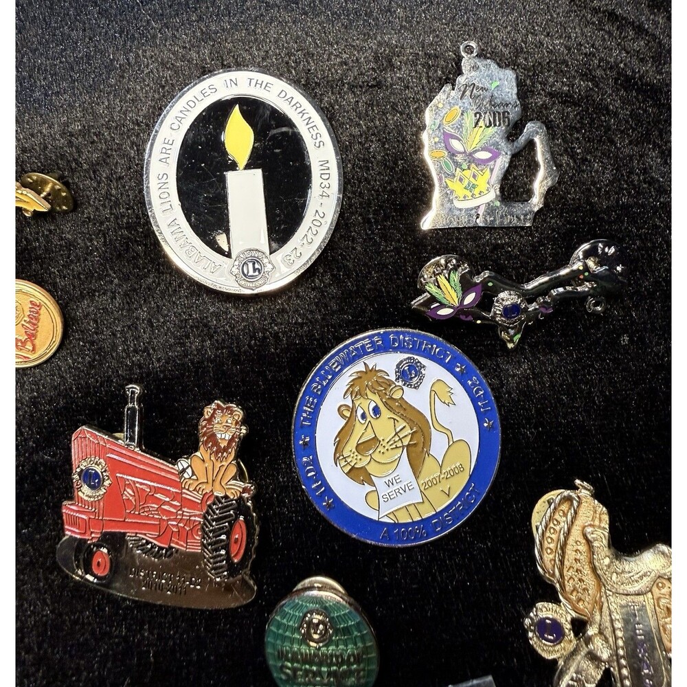 Vintage Lot of 23+ Lions Club Lapel Pins Miscellaneous From Various States - Picture 6 of 12